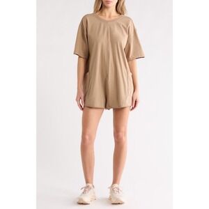 Free People Movement Oversized Hot Shot T Shirt Romper Mocha Latte Size Small